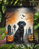 Black Labrador Retriever Spooky Halloween Garden Flag – Dog in Cemetery Scene