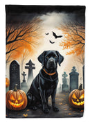 Black Labrador Retriever Spooky Halloween Garden Flag – Dog in Cemetery Scene