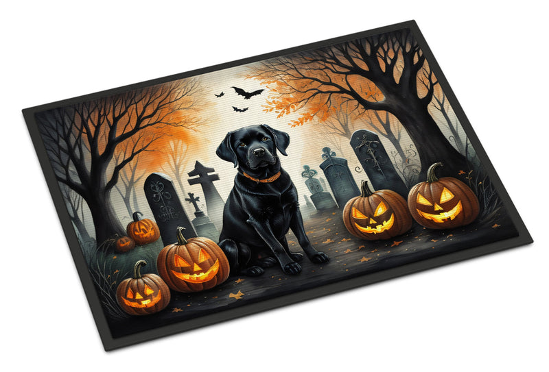 Black Labrador Retriever Spooky Halloween Doormat 18x27