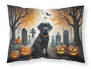 Black Labrador Retriever Spooky Halloween Fabric Standard Pillowcase – Artistic Decorative Front, White Back