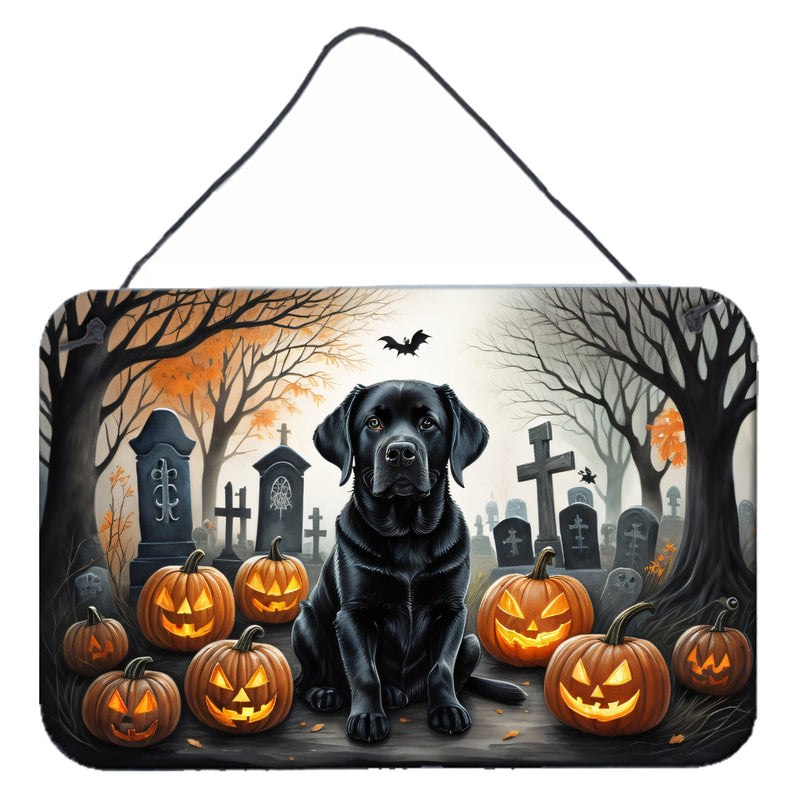 Black Labrador Retriever Spooky Halloween Wall or Door Hanging Prints