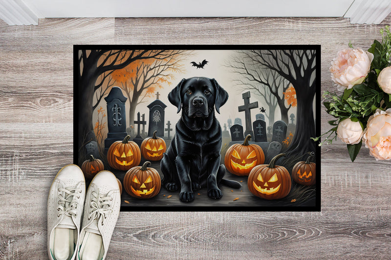 Black Labrador Retriever Spooky Halloween Indoor or Outdoor Mat 24x36