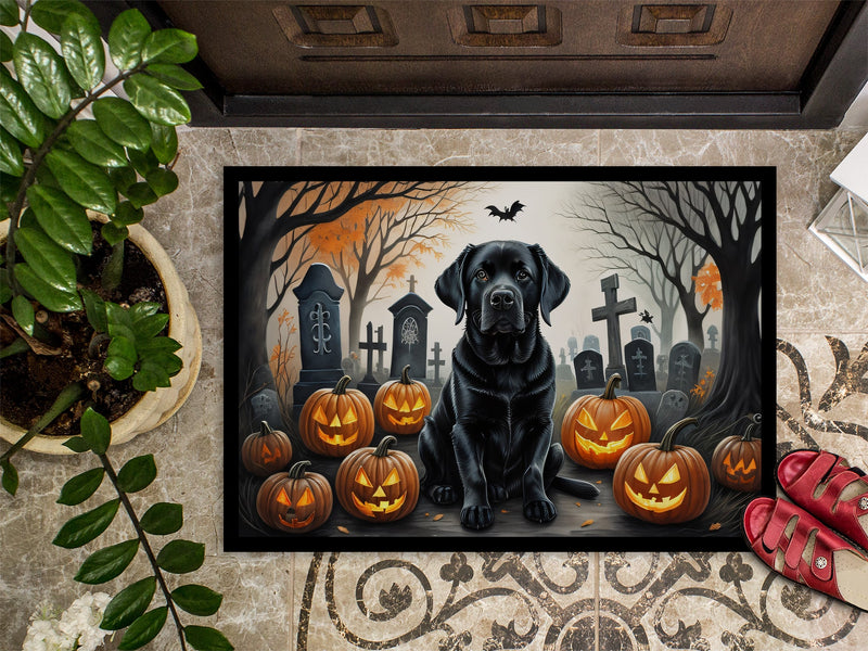 Black Labrador Retriever Spooky Halloween Indoor or Outdoor Mat 24x36