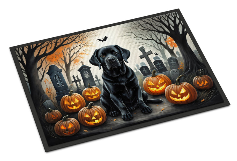 Black Labrador Retriever Spooky Halloween Indoor or Outdoor Mat 24x36