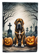 Bloodhound Spooky Halloween Garden Flag – Dog in Cemetery Scene