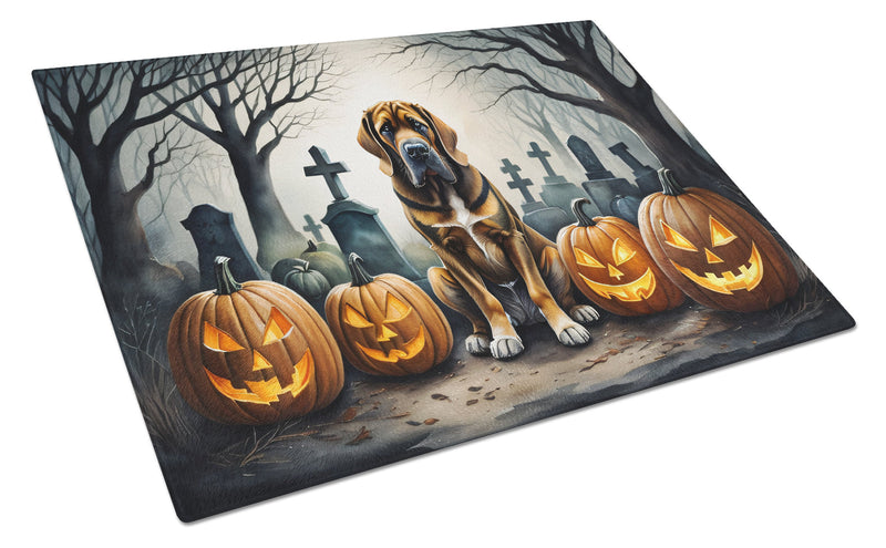 Bloodhound Spooky Halloween Glass Cutting Board Large