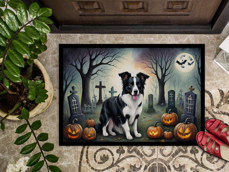 Border Collie Spooky Halloween Doormat 18x27