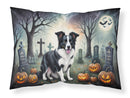 Border Collie Spooky Halloween Fabric Standard Pillowcase – Artistic Decorative Front, White Back