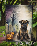 Border Terrier Spooky Halloween Garden Flag – Dog in Cemetery Scene