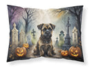 Border Terrier Spooky Halloween Fabric Standard Pillowcase – Artistic Decorative Front, White Back
