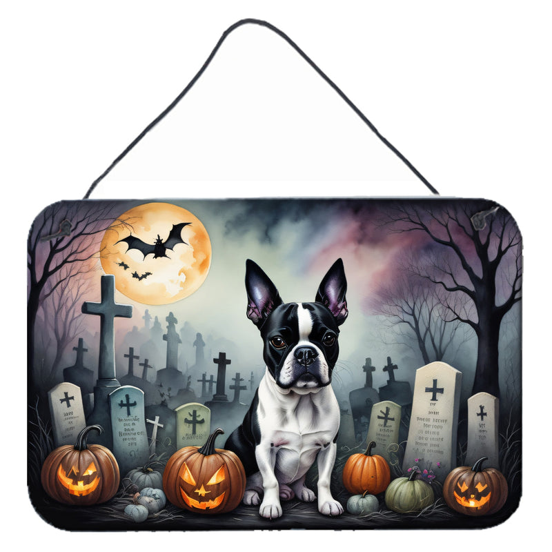 Boston Terrier Spooky Halloween Wall or Door Hanging Prints