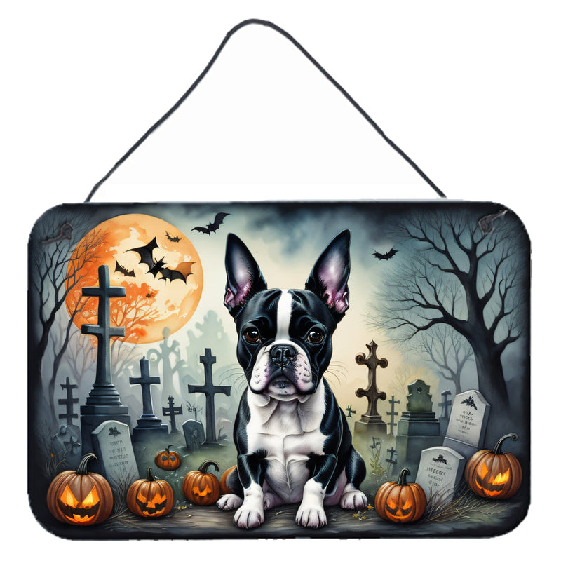 Boston Terrier Spooky Halloween Wall or Door Hanging Prints