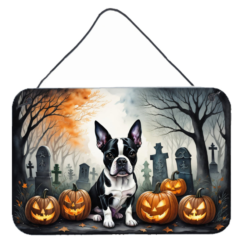 Boston Terrier Spooky Halloween Wall or Door Hanging Prints