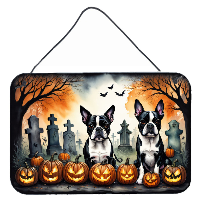 Boston Terrier Spooky Halloween Wall or Door Hanging Prints