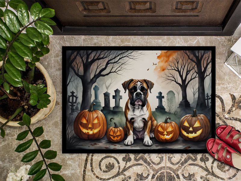 Boxer Spooky Halloween Doormat 18x27