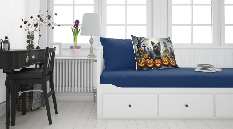 Cairn Terrier Spooky Halloween Fabric Standard Pillowcase – Artistic Decorative Front, White Back