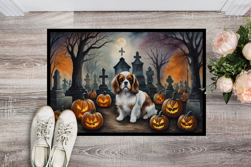 Cavalier Spaniel Spooky Halloween Indoor or Outdoor Mat 24x36