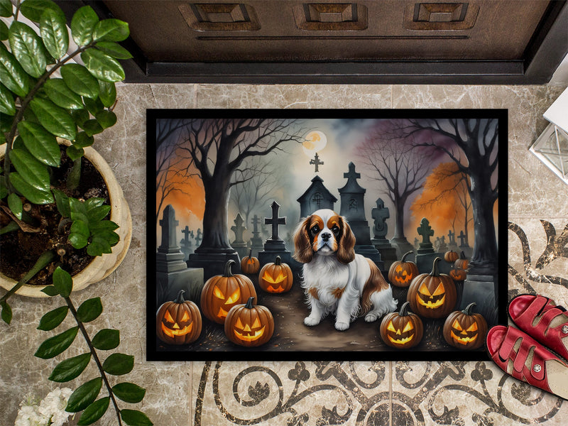 Cavalier Spaniel Spooky Halloween Indoor or Outdoor Mat 24x36