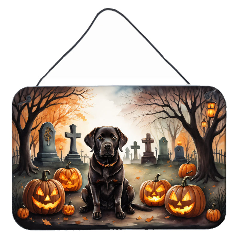 Chocolate Labrador Retriever Spooky Halloween Wall or Door Hanging Prints