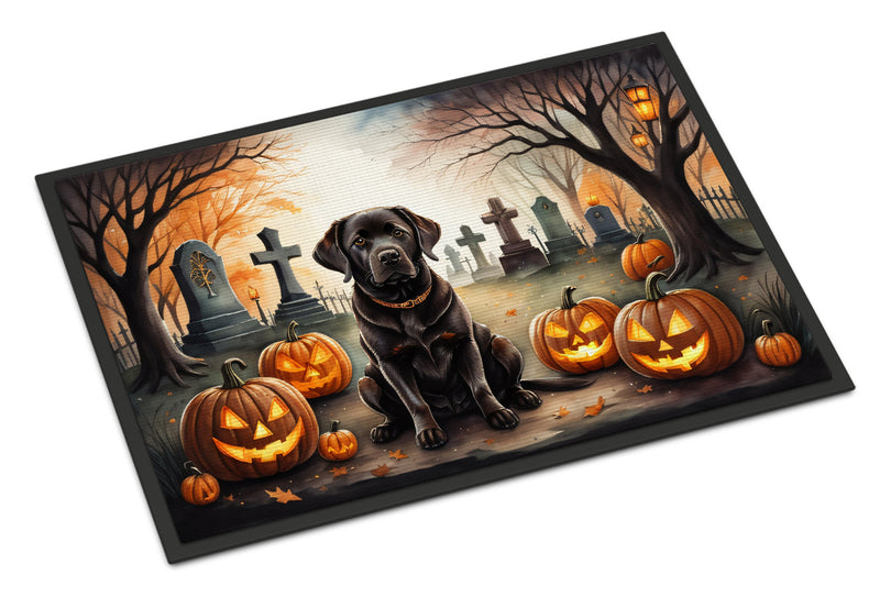 Chocolate Labrador Retriever Spooky Halloween Doormat 18x27