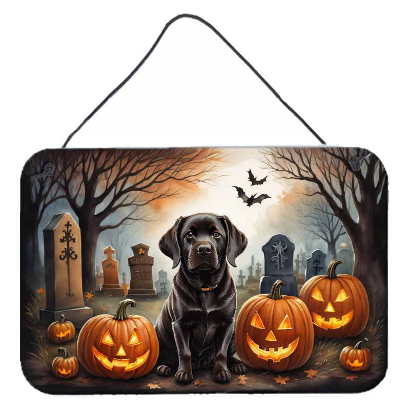 Chocolate Labrador Retriever Spooky Halloween Wall or Door Hanging Prints