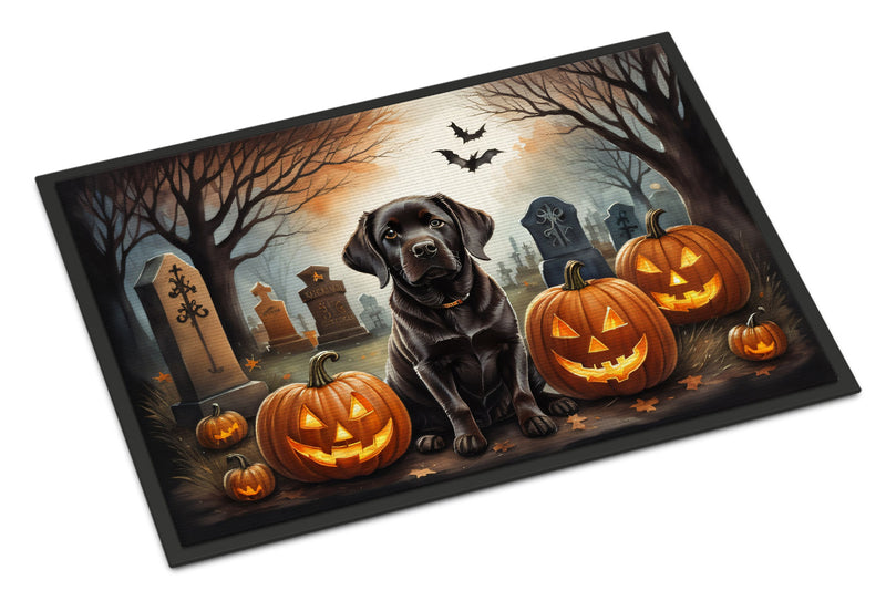 Chocolate Labrador Retriever Spooky Halloween Indoor or Outdoor Mat 24x36