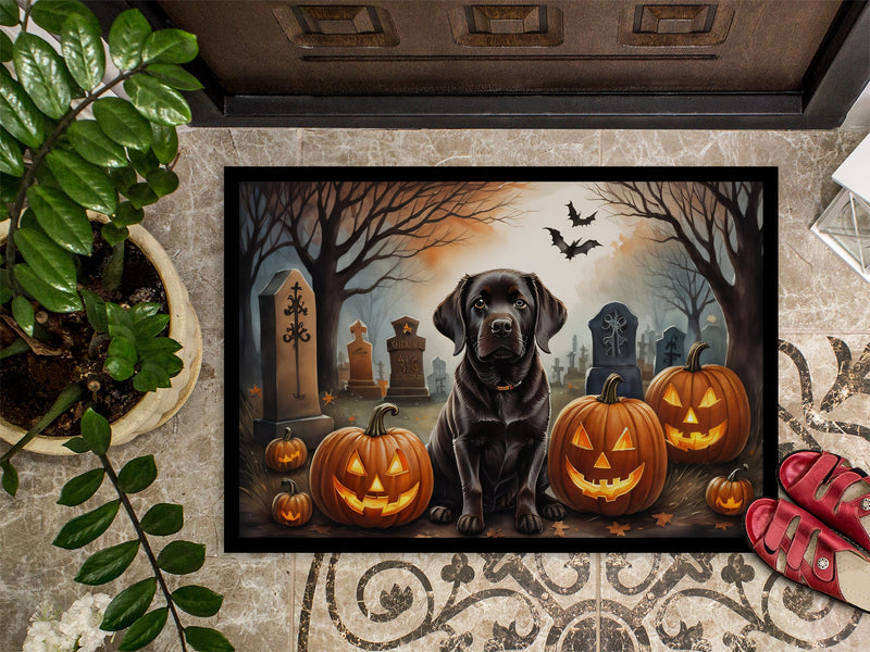 Chocolate Labrador Retriever Spooky Halloween Doormat 18x27