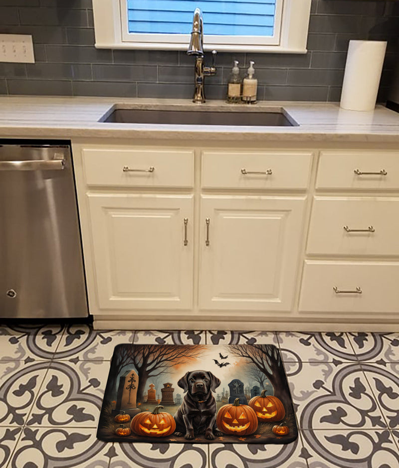 Chocolate Labrador Retriever Spooky Halloween Memory Foam Kitchen Mat