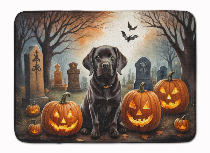 Chocolate Labrador Retriever Spooky Halloween Memory Foam Kitchen Mat