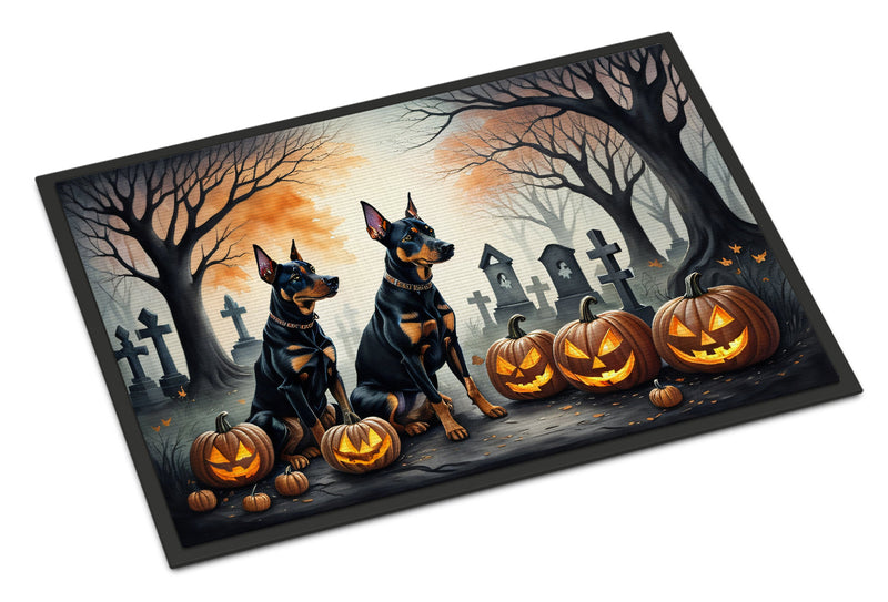 Doberman Pinscher Spooky Halloween Indoor or Outdoor Mat 24x36