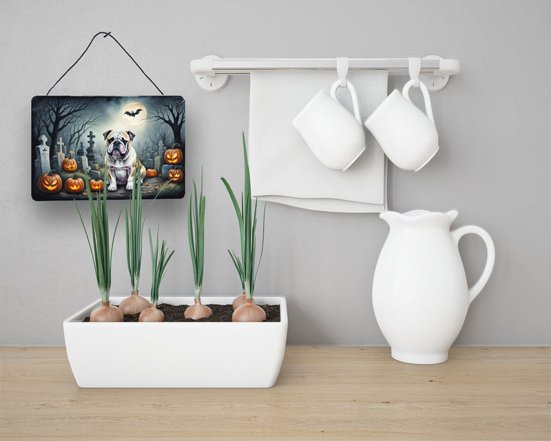 English Bulldog Spooky Halloween Wall or Door Hanging Prints