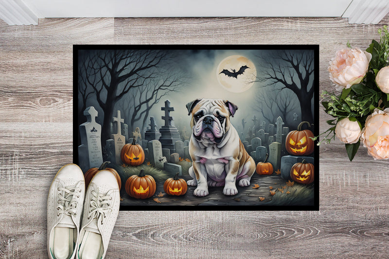 English Bulldog Spooky Halloween Indoor or Outdoor Mat 24x36