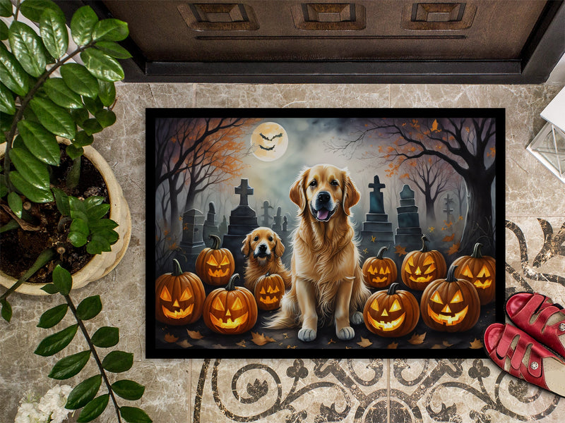 Golden Retriever Spooky Halloween Indoor or Outdoor Mat 24x36