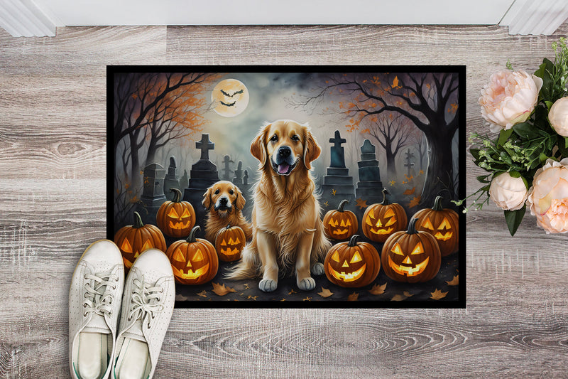 Golden Retriever Spooky Halloween Doormat 18x27