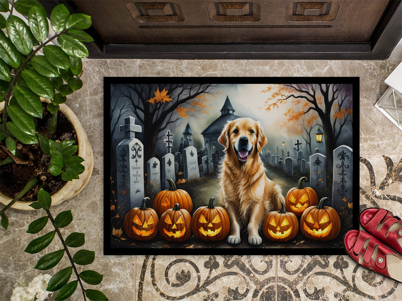 Golden Retriever Spooky Halloween Indoor or Outdoor Mat 24x36