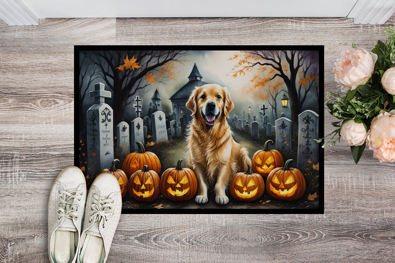 Golden Retriever Spooky Halloween Doormat 18x27