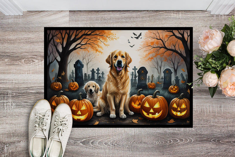 Golden Retriever Spooky Halloween Doormat 18x27