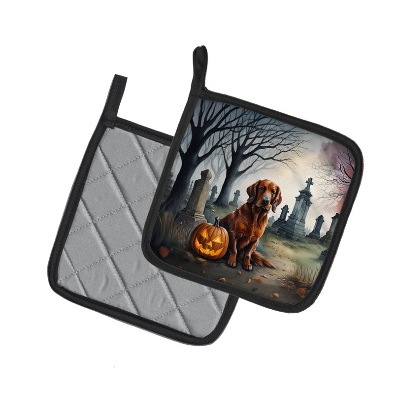 Irish Setter Spooky Halloween Pair of Pot Holders