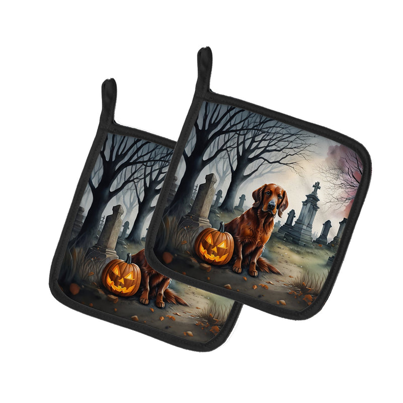 Irish Setter Spooky Halloween Pair of Pot Holders