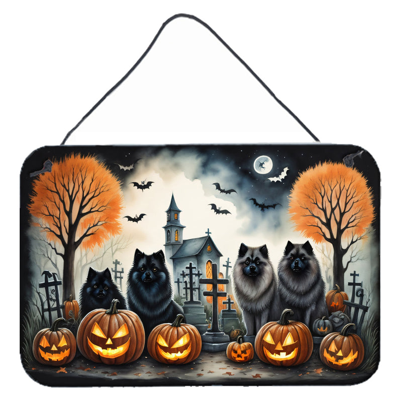 Keeshond Spooky Halloween Wall or Door Hanging Prints