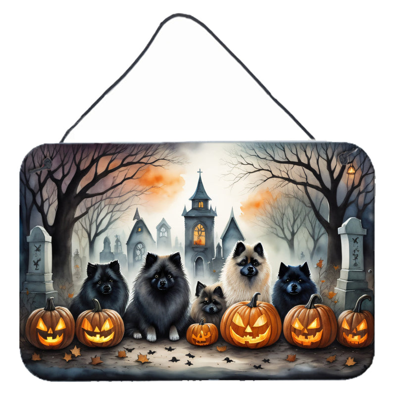 Keeshond Spooky Halloween Wall or Door Hanging Prints