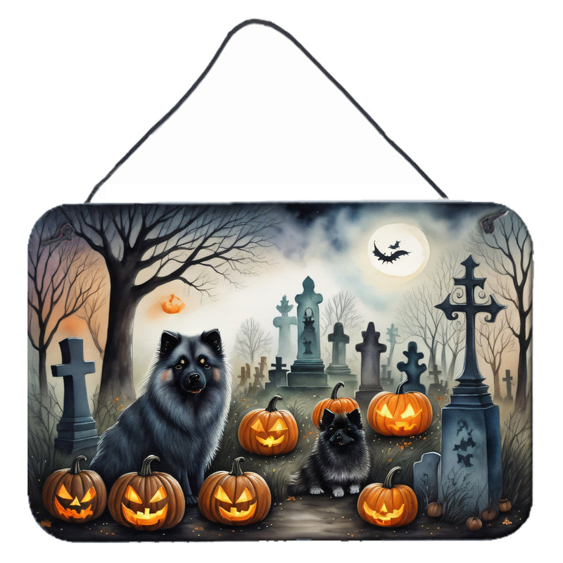 Keeshond Spooky Halloween Wall or Door Hanging Prints