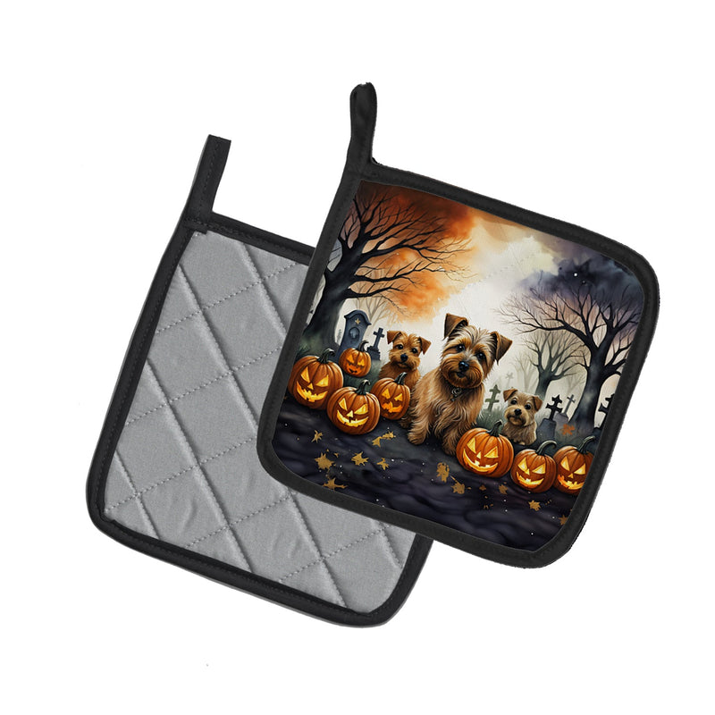 Norfolk Terrier Spooky Halloween Pair of Pot Holders