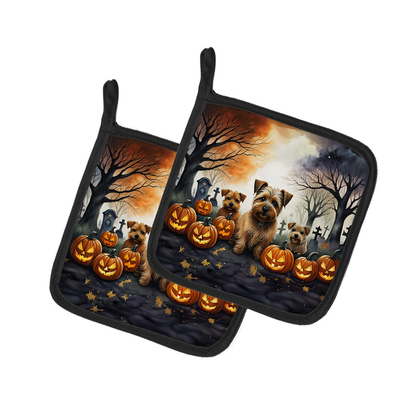 Norfolk Terrier Spooky Halloween Pair of Pot Holders