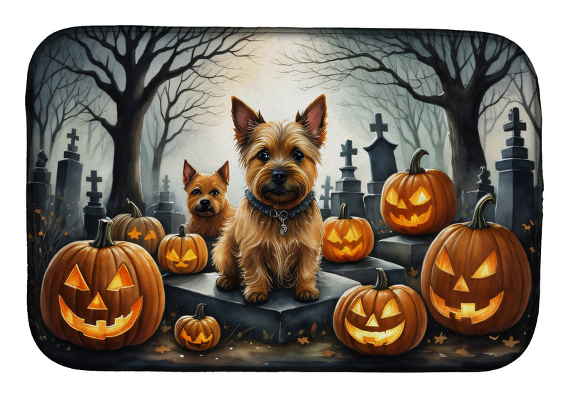 Norwich Terrier Spooky Halloween Dish Drying Mat