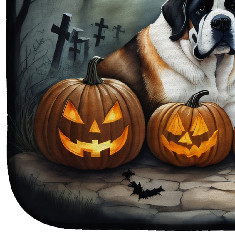 Saint Bernard Spooky Halloween Dish Drying Mat
