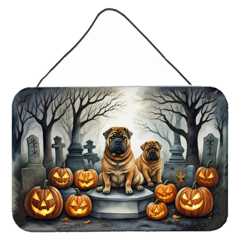 Shar Pei Spooky Halloween Wall or Door Hanging Prints