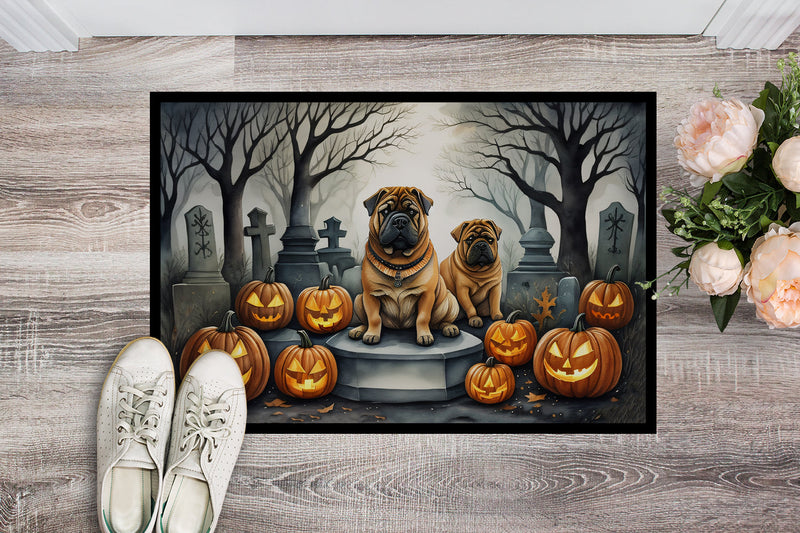 Shar Pei Spooky Halloween Indoor or Outdoor Mat 24x36