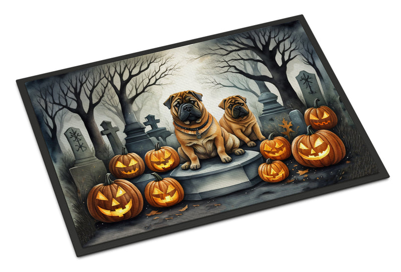 Shar Pei Spooky Halloween Indoor or Outdoor Mat 24x36