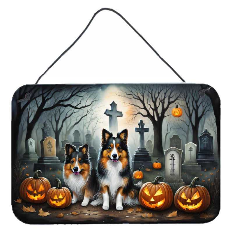 Sheltie Spooky Halloween Wall or Door Hanging Prints